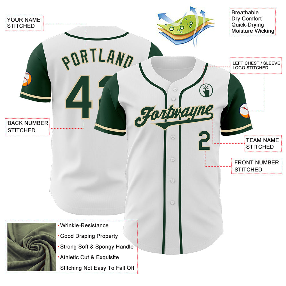Custom White Green-Cream Authentic Two Tone Baseball Jersey - Sky-Custom