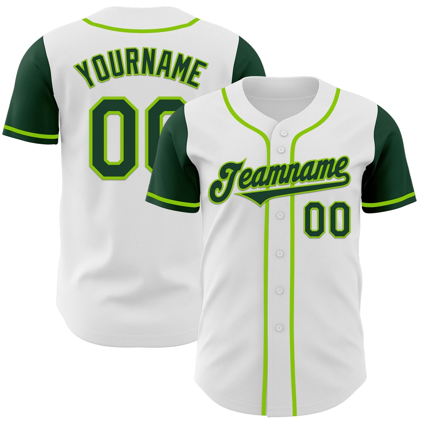 Custom White Green-Neon Green Authentic Two Tone Baseball Jersey - Sky-Custom