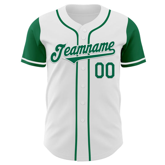 Custom White Kelly Green Authentic Two Tone Baseball Jersey - Sky-Custom