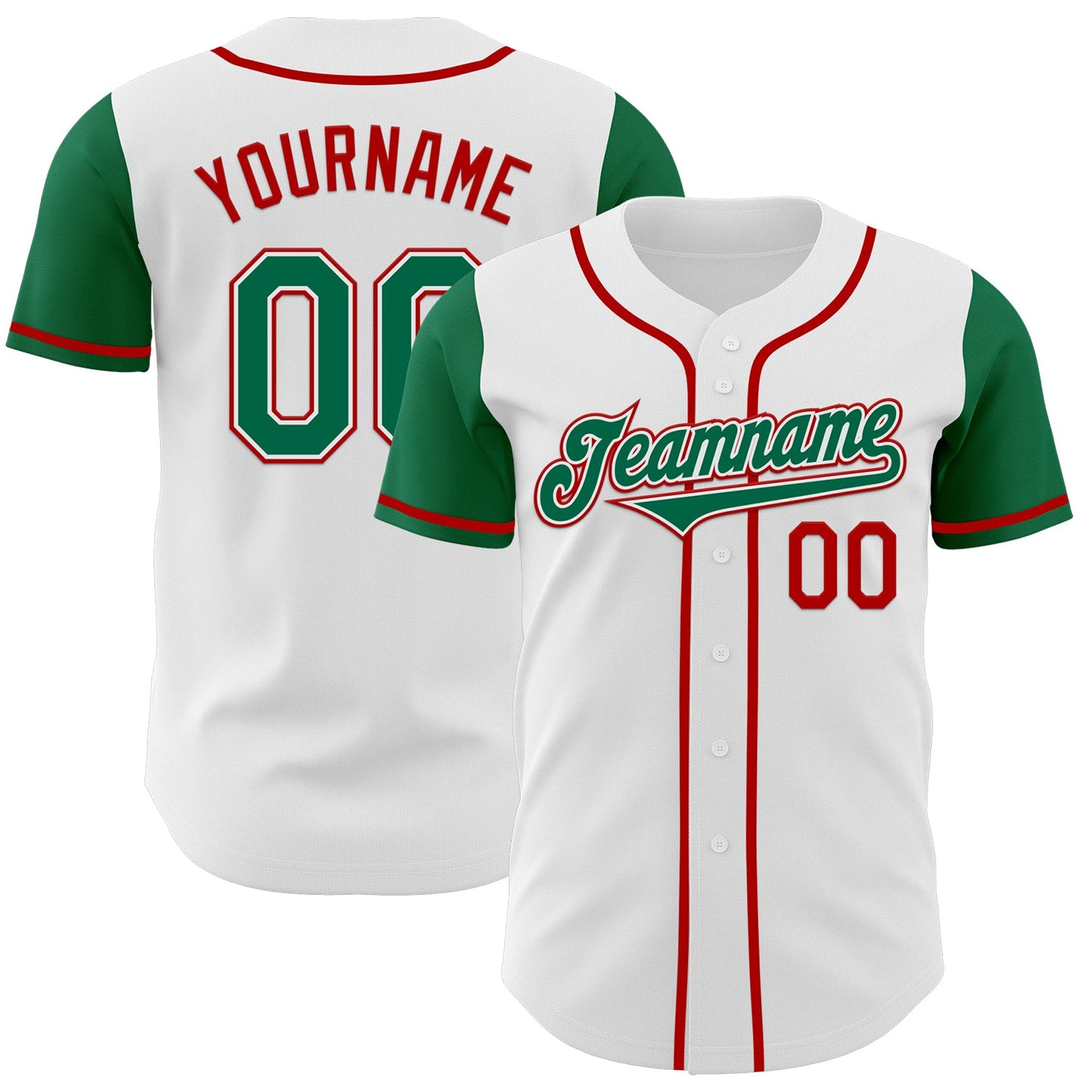Custom White Kelly Green-Red Authentic Two Tone Baseball Jersey - Sky-Custom