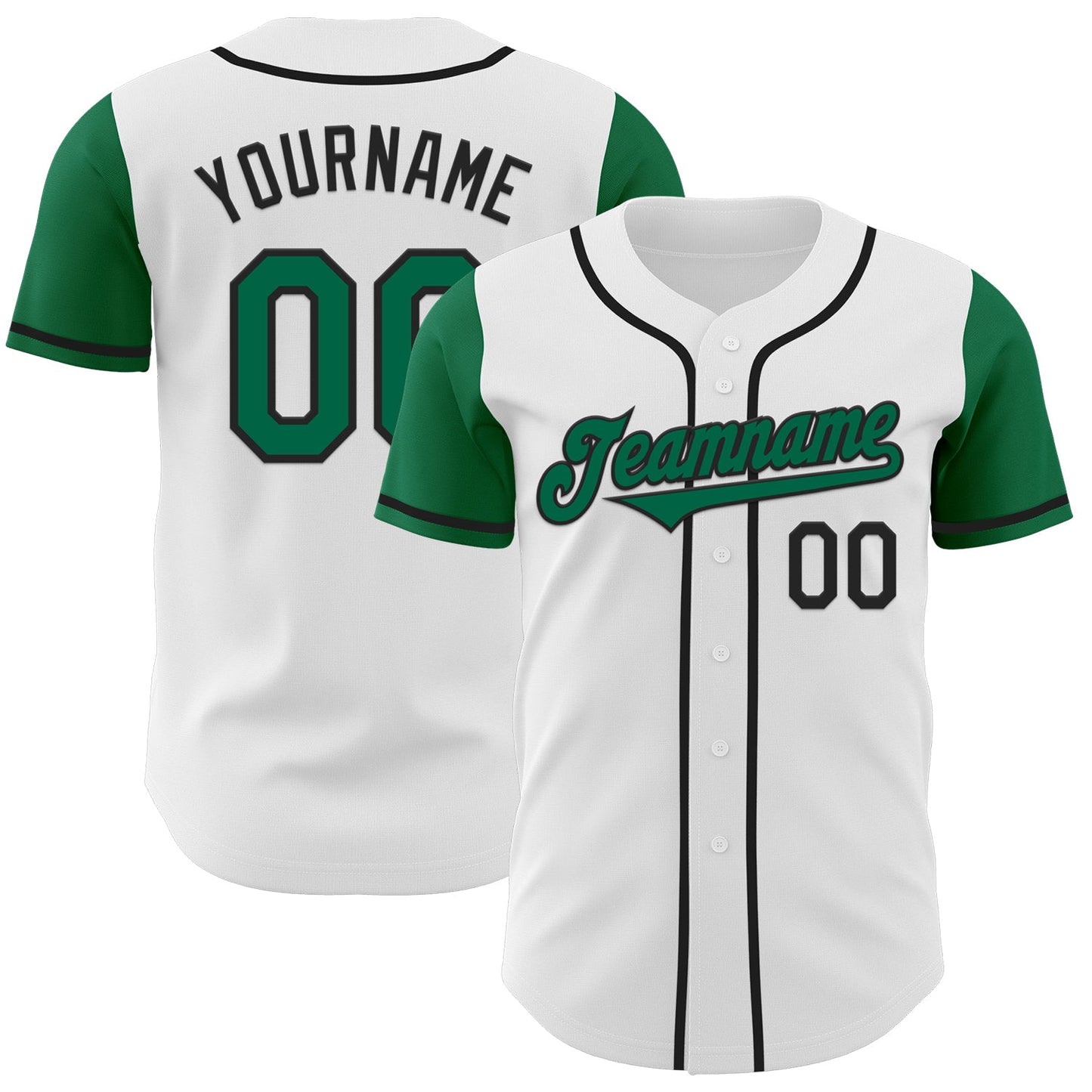 Custom White Kelly Green-Black Authentic Two Tone Baseball Jersey - Sky-Custom