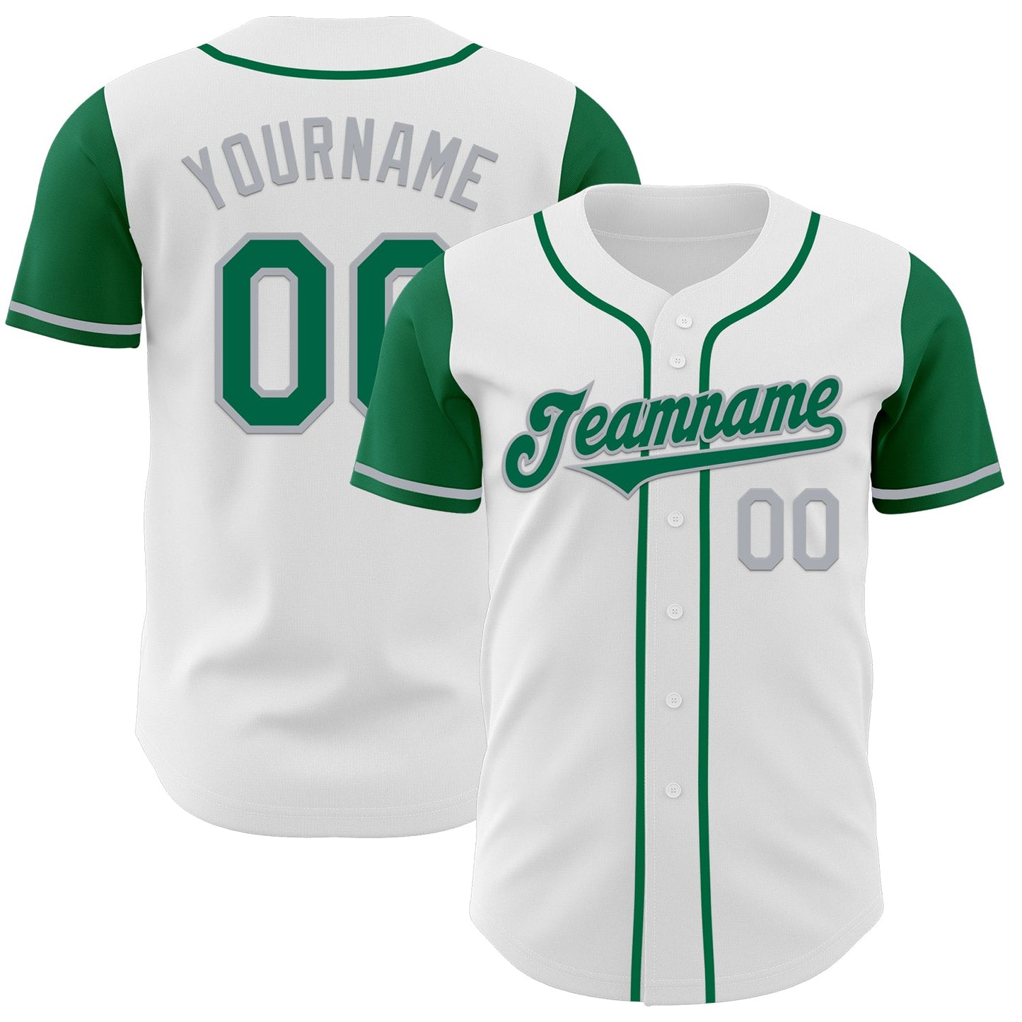 Custom White Kelly Green-Gray Authentic Two Tone Baseball Jersey - Sky-Custom