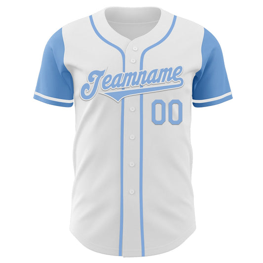 Custom White Light Blue Authentic Two Tone Baseball Jersey - Sky-Custom