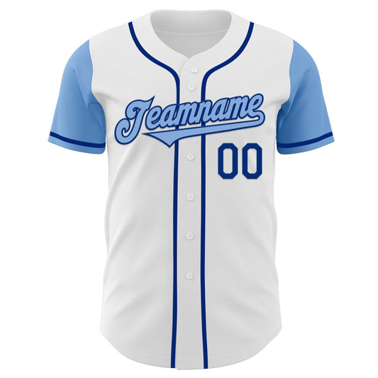 Custom White Light Blue-Royal Authentic Two Tone Baseball Jersey - Sky-Custom