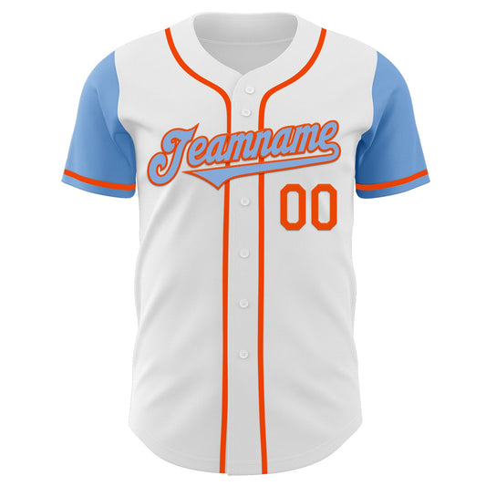 Custom White Light Blue-Orange Authentic Two Tone Baseball Jersey - Sky-Custom