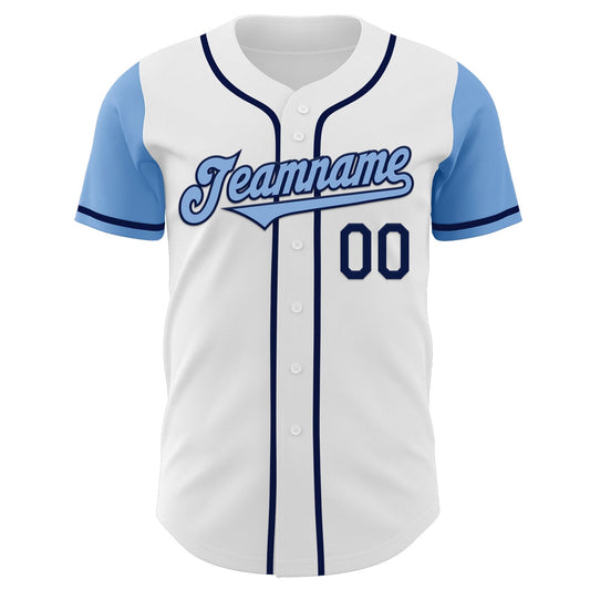 Custom White Light Blue-Navy Authentic Two Tone Baseball Jersey - Sky-Custom