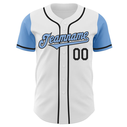 Custom White Light Blue-Black Authentic Two Tone Baseball Jersey - Sky-Custom