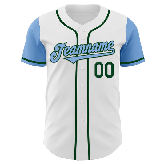 Custom White Light Blue-Green Authentic Two Tone Baseball Jersey - Sky-Custom