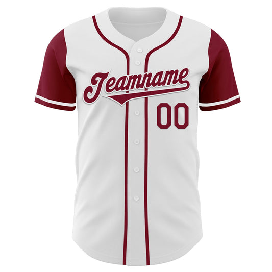 Custom White Crimson Authentic Two Tone Baseball Jersey - Sky-Custom