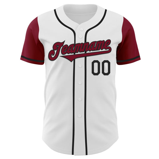 Custom White Crimson-Black Authentic Two Tone Baseball Jersey - Sky-Custom