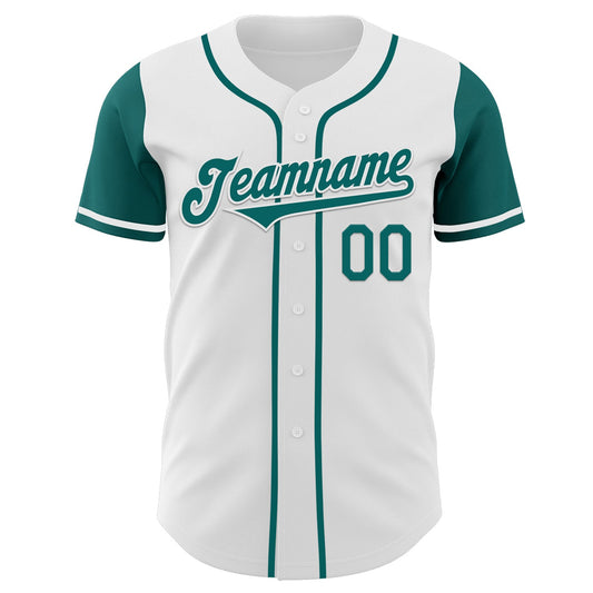 Custom White Teal Authentic Two Tone Baseball Jersey - Sky-Custom