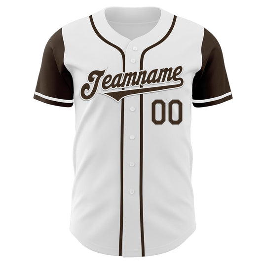 Custom White Brown Authentic Two Tone Baseball Jersey - Sky-Custom