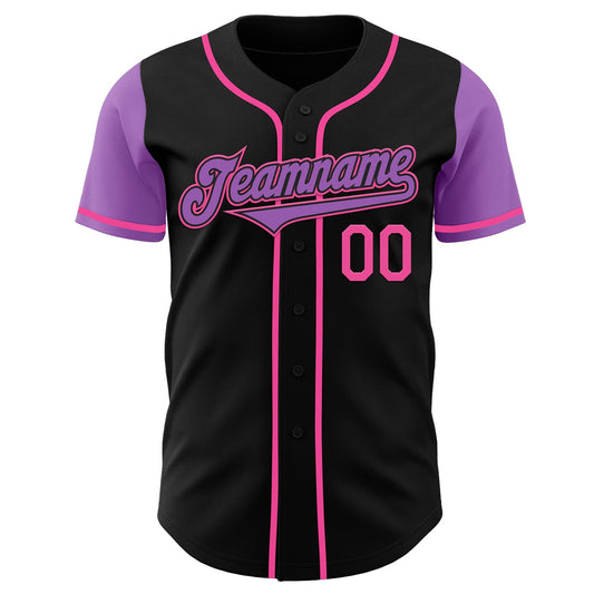 Custom Black Medium Purple-Pink Authentic Two Tone Baseball Jersey - Sky-Custom
