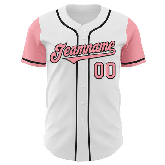 Custom White Medium Pink-Black Authentic Two Tone Baseball Jersey - Sky-Custom