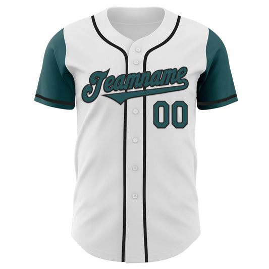 Custom White Midnight Green-Black Authentic Two Tone Baseball Jersey - Sky-Custom