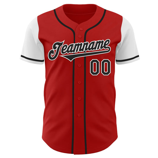 Custom Red Black-White Authentic Two Tone Baseball Jersey - Sky-Custom
