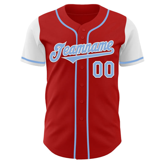 Custom Red Light Blue-White Authentic Two Tone Baseball Jersey - Sky-Custom