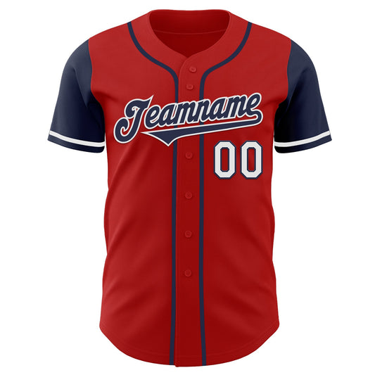 Custom Red Navy-White Authentic Two Tone Baseball Jersey - Sky-Custom
