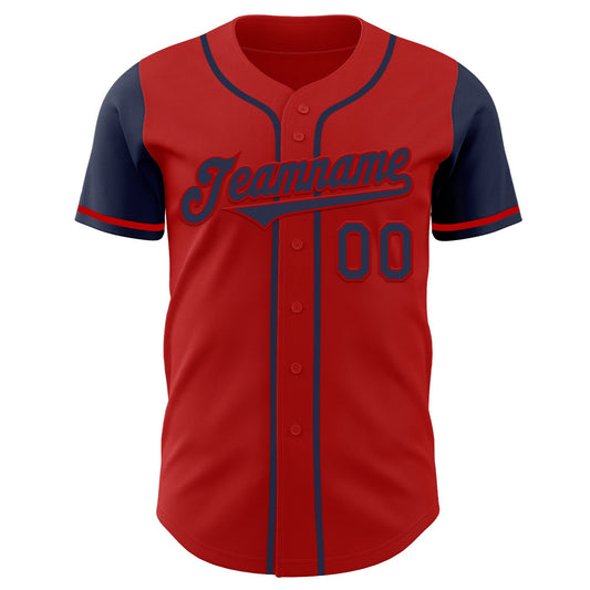 Custom Red Navy Authentic Two Tone Baseball Jersey - Sky-Custom