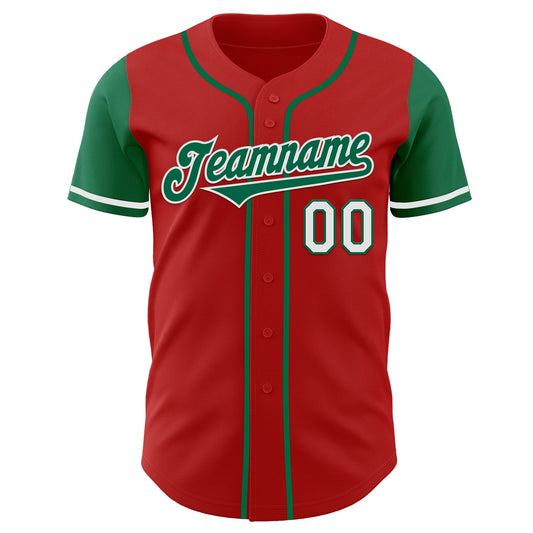 Custom Red Kelly Green-White Authentic Two Tone Baseball Jersey - Sky-Custom