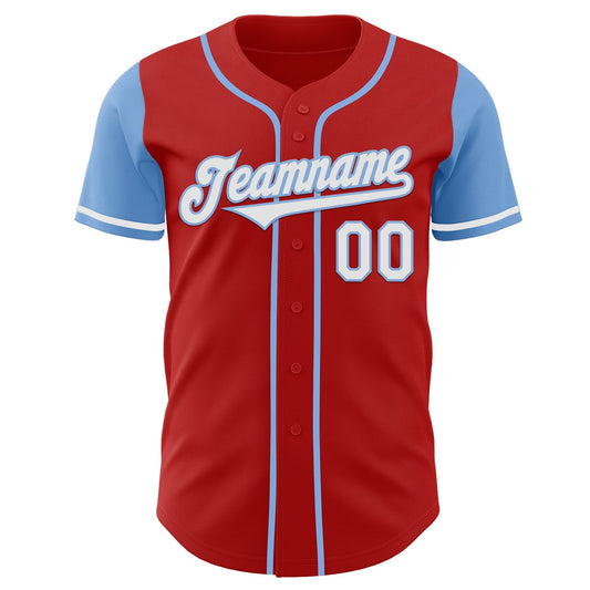 Custom Red White-Light Blue Authentic Two Tone Baseball Jersey - Sky-Custom