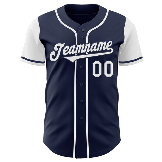 Custom Navy White Authentic Two Tone Baseball Jersey - Sky-Custom