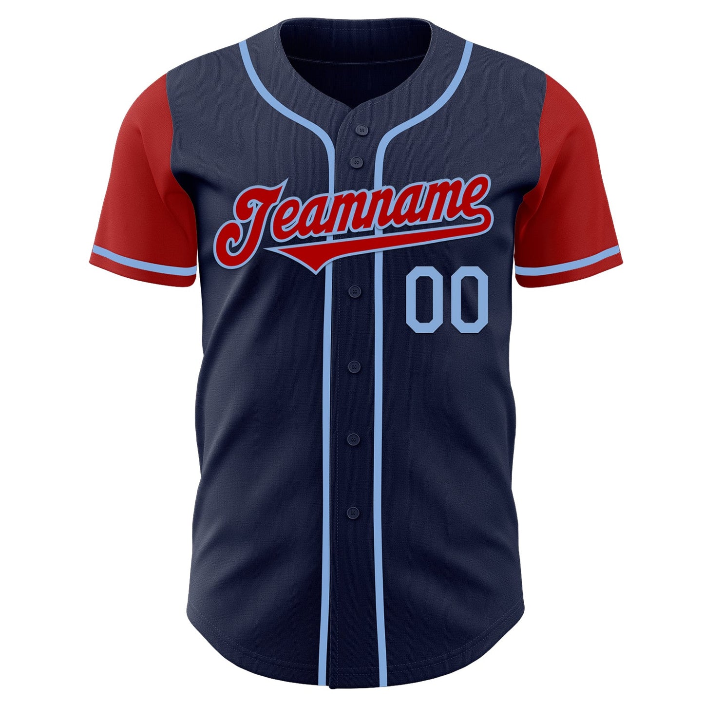 Custom Navy Red-Light Blue Authentic Two Tone Baseball Jersey - Sky-Custom