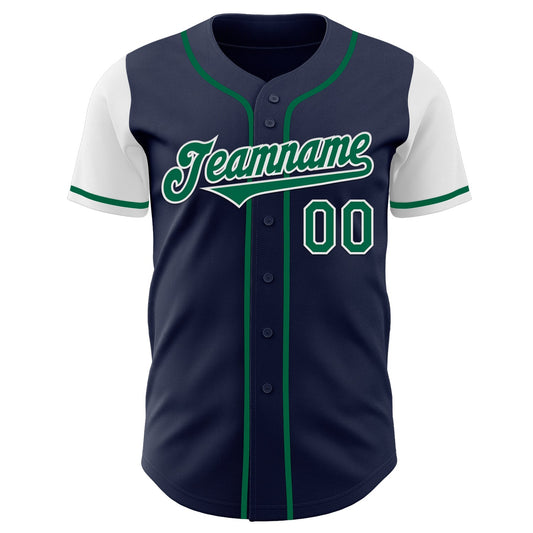 Custom Navy Kelly Green-White Authentic Two Tone Baseball Jersey - Sky-Custom