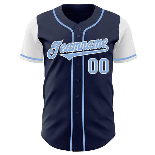 Custom Navy Light Blue-White Authentic Two Tone Baseball Jersey - Sky-Custom