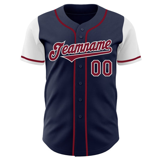 Custom Navy Crimson-White Authentic Two Tone Baseball Jersey - Sky-Custom