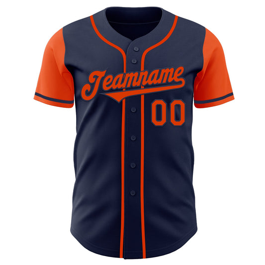 Custom Navy Orange Authentic Two Tone Baseball Jersey - Sky-Custom