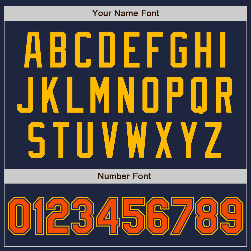 Custom Navy Orange-Gold Authentic Two Tone Baseball Jersey - Sky-Custom