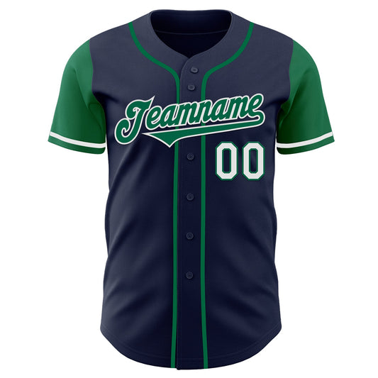 Custom Navy Kelly Green-White Authentic Two Tone Baseball Jersey - Sky-Custom