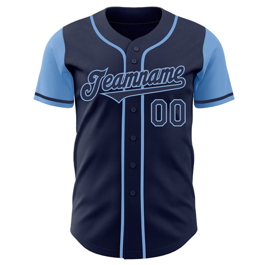 Custom Navy Light Blue Authentic Two Tone Baseball Jersey - Sky-Custom