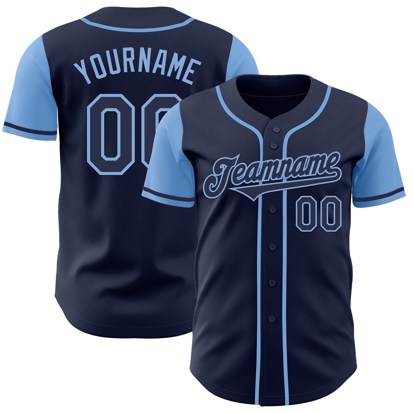 Custom Navy Light Blue Authentic Two Tone Baseball Jersey - Sky-Custom