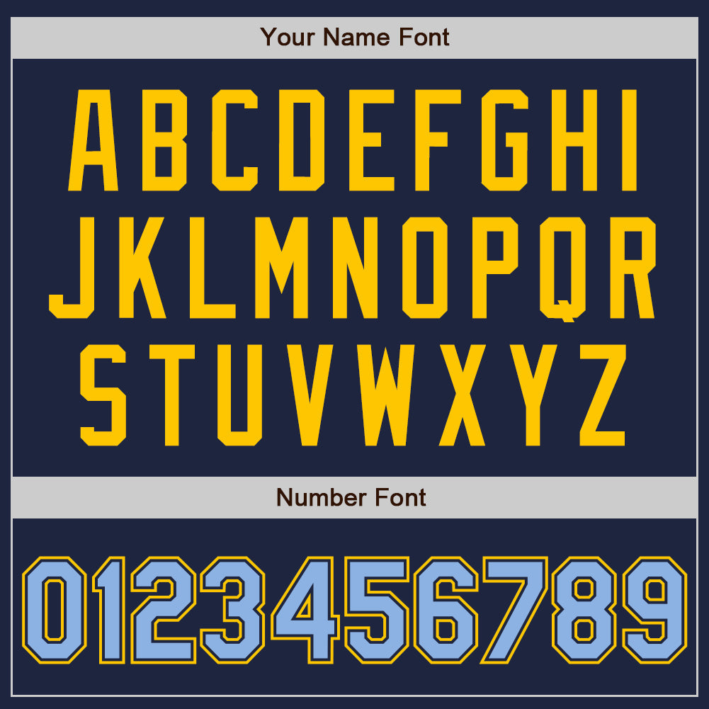 Custom Navy Light Blue-Yellow Authentic Two Tone Baseball Jersey - Sky-Custom