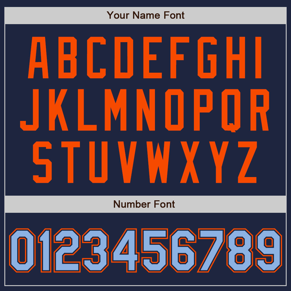 Custom Navy Light Blue-Orange Authentic Two Tone Baseball Jersey - Sky-Custom