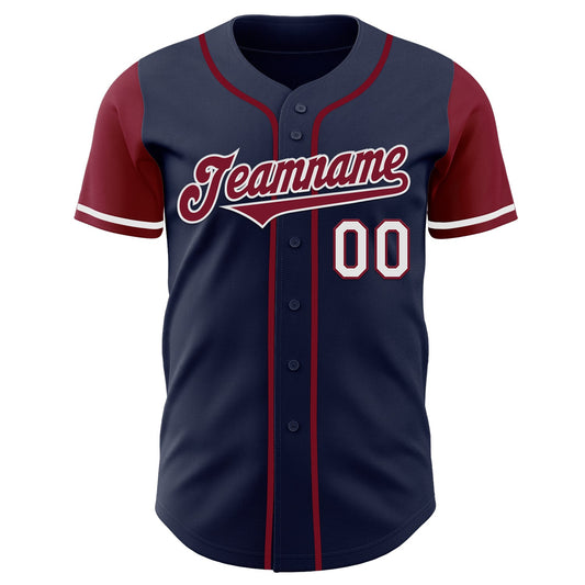 Custom Navy Crimson-White Authentic Two Tone Baseball Jersey - Sky-Custom