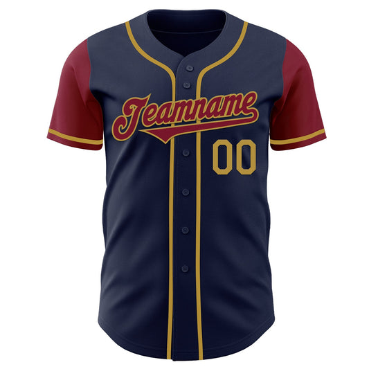 Custom Navy Crimson-Old Gold Authentic Two Tone Baseball Jersey - Sky-Custom