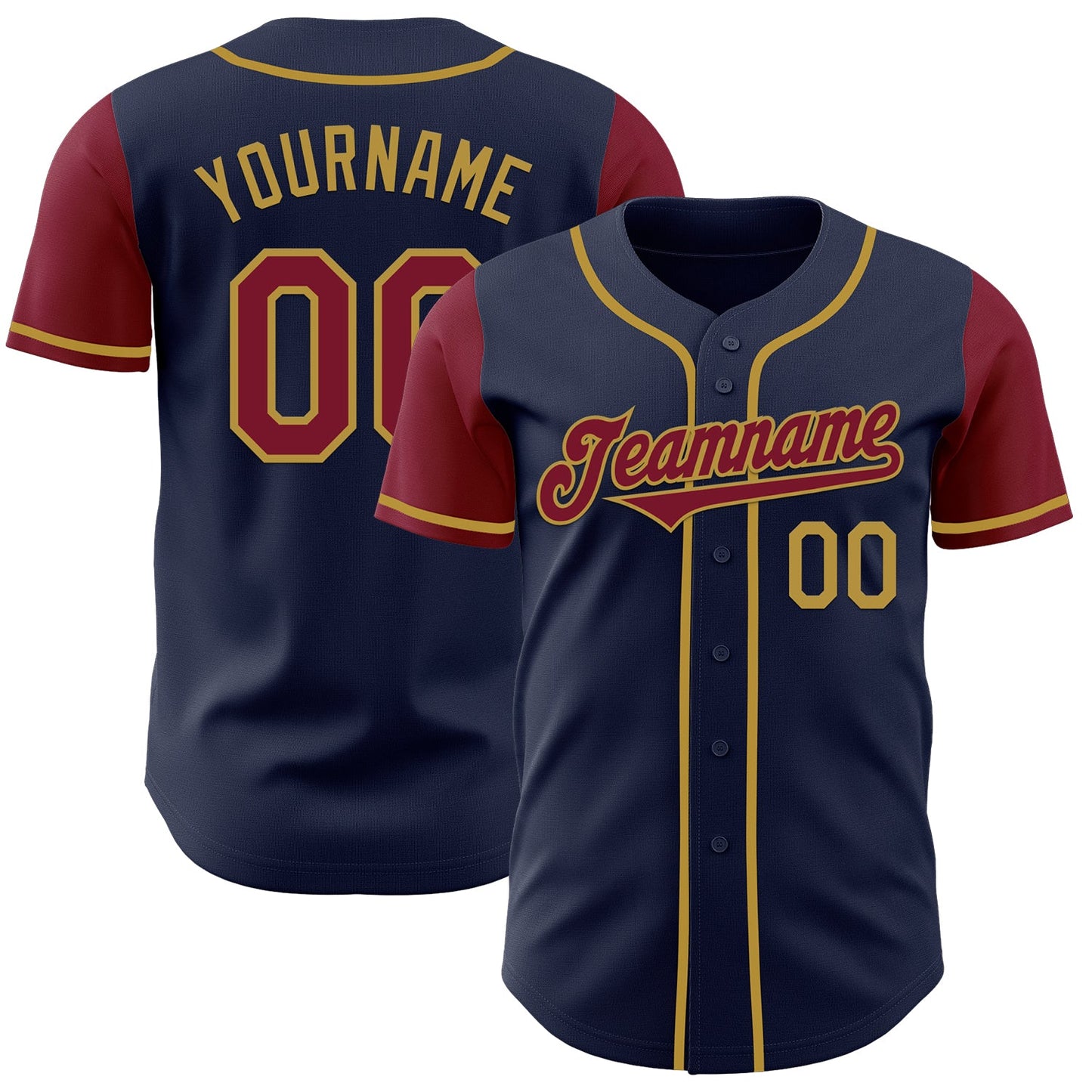 Custom Navy Crimson-Old Gold Authentic Two Tone Baseball Jersey - Sky-Custom