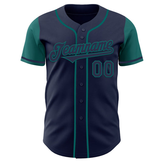 Custom Navy Teal Authentic Two Tone Baseball Jersey - Sky-Custom