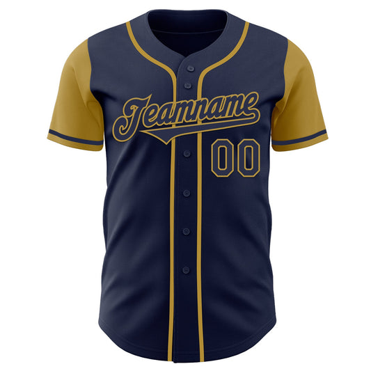 Custom Navy Old Gold Authentic Two Tone Baseball Jersey - Sky-Custom