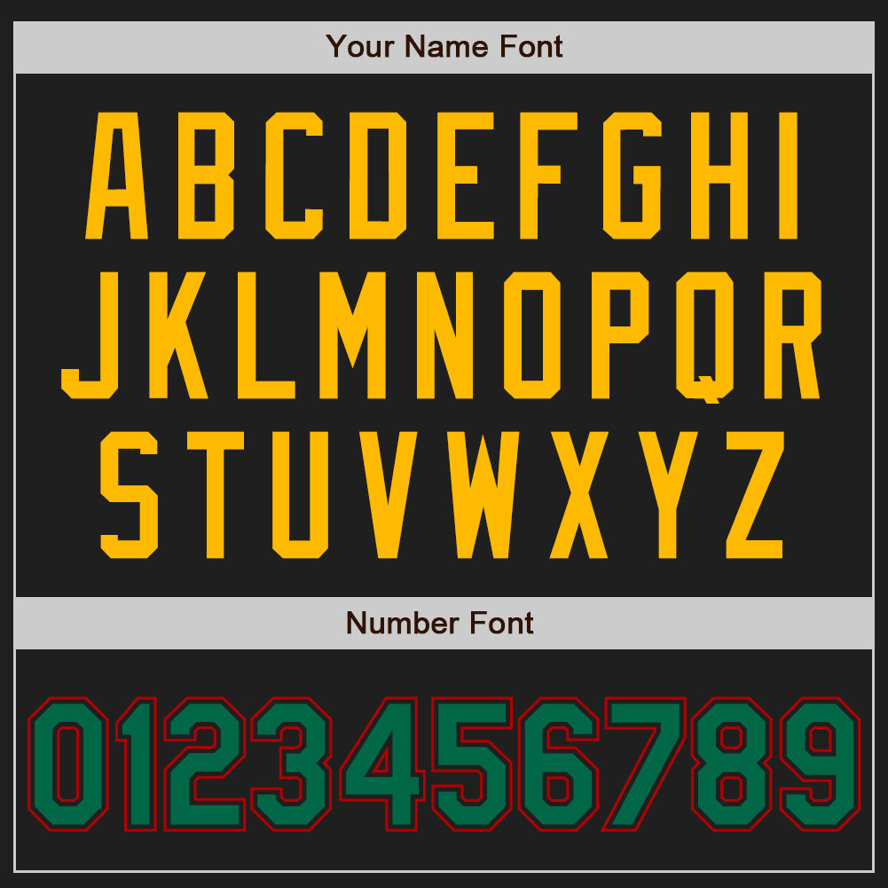 Custom Black Kelly Green Red-Gold Authentic Two Tone Baseball Jersey - Sky-Custom