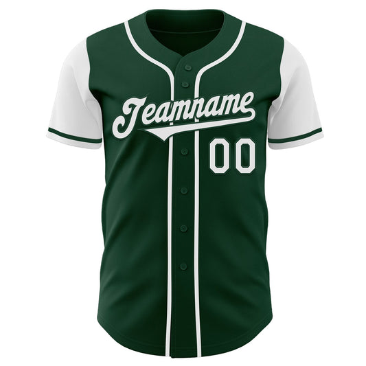 Custom Green White Authentic Two Tone Baseball Jersey - Sky-Custom
