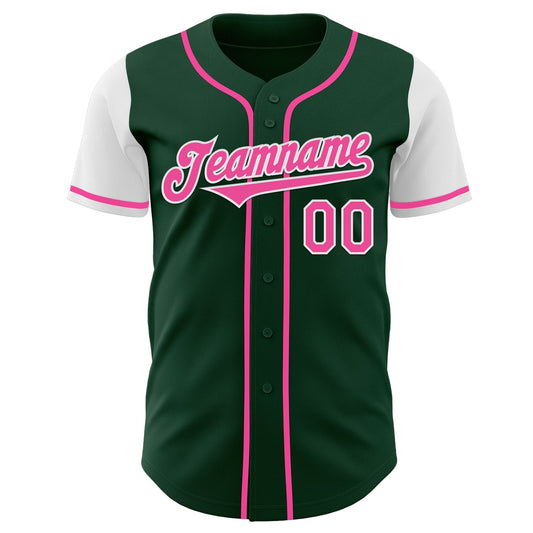 Custom Green Pink-White Authentic Two Tone Baseball Jersey - Sky-Custom
