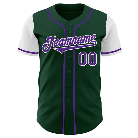 Custom Green Purple-White Authentic Two Tone Baseball Jersey - Sky-Custom