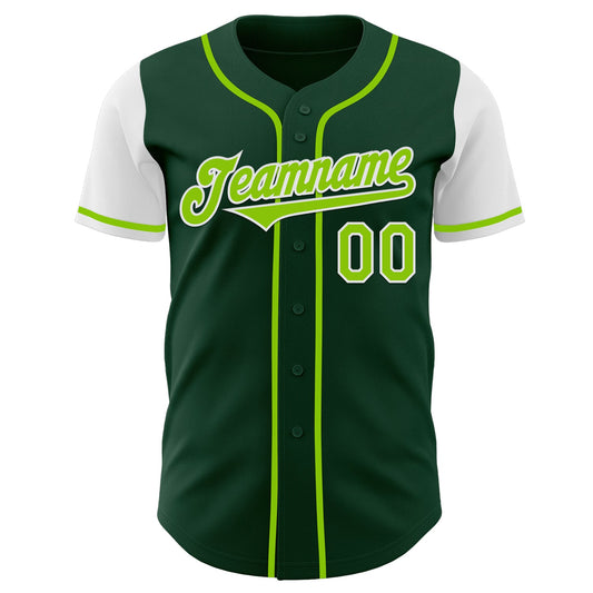 Custom Green Neon Green-White Authentic Two Tone Baseball Jersey - Sky-Custom