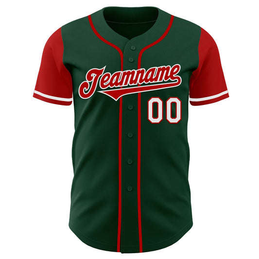 Custom Green Red-White Authentic Two Tone Baseball Jersey - Sky-Custom