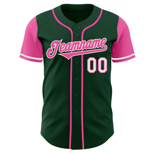 Custom Green Pink-White Authentic Two Tone Baseball Jersey - Sky-Custom