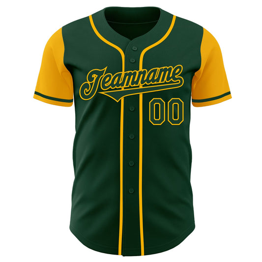 Custom Green Gold Authentic Two Tone Baseball Jersey - Sky-Custom